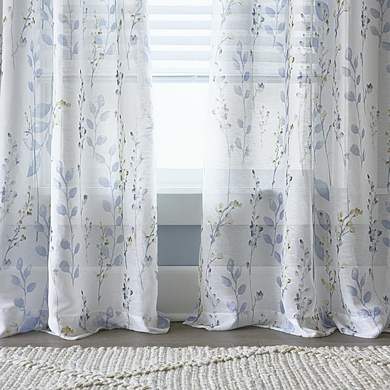 Martha Stewart Spring Blooms Grommet Top Sheer Single Curtain Panel