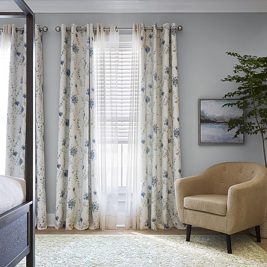 Martha Stewart Westchester Print Grommet Top Blackout Single Curtain Panel