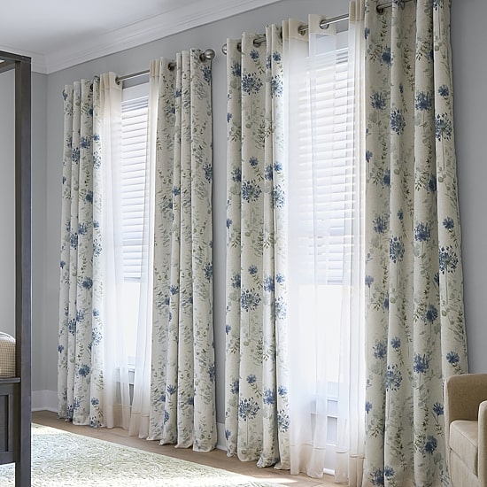 Martha Stewart Westchester Print Grommet Top Blackout Single Curtain Panel