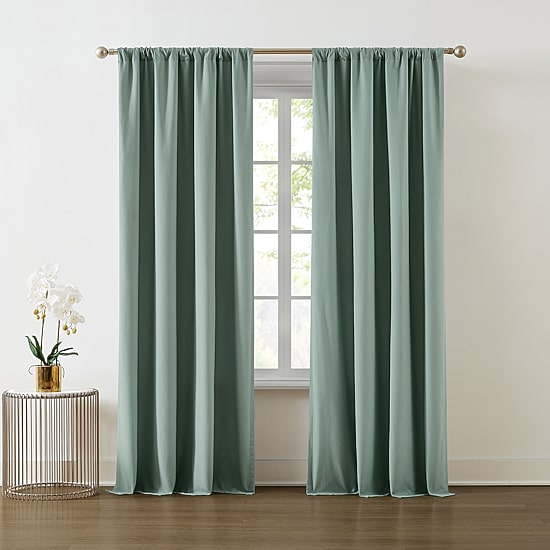 Truly Soft Everyday Solid Rod Pocket Light-Filtering Set of 2 Curtain Panel
