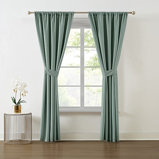 Truly Soft Everyday Solid Rod Pocket Light-Filtering Set of 2 Curtain Panel