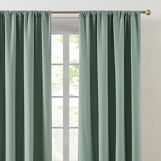 Truly Soft Everyday Solid Rod Pocket Light-Filtering Set of 2 Curtain Panel