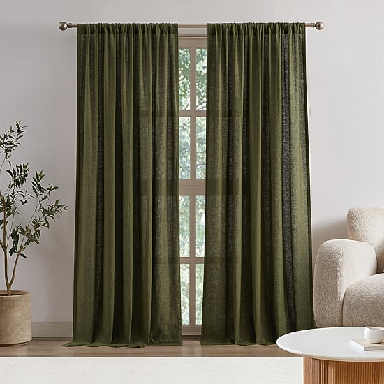 Brooklyn Loom Flax Linen Rod Pocket Light-Filtering Set of 2 Curtain Panel