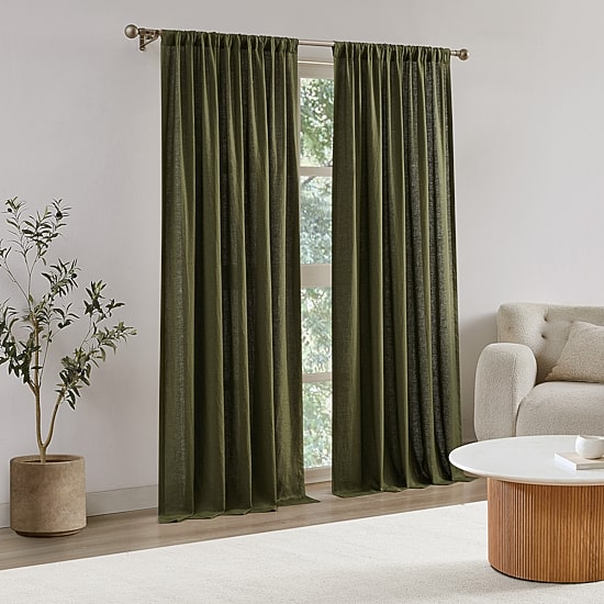 Brooklyn Loom Flax Linen Rod Pocket Light-Filtering Set of 2 Curtain Panel