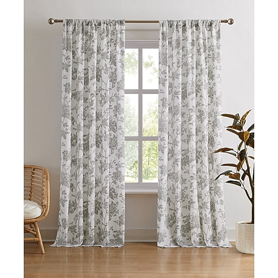 Brooklyn Loom Mila Floral Rod Pocket Light-Filtering Set of 2 Curtain Panel