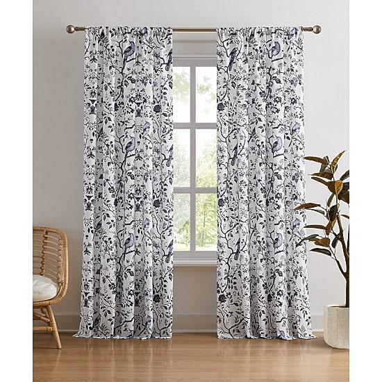 Brooklyn Loom Ava Floral Rod Pocket Light-Filtering Set of 2 Curtain Panel