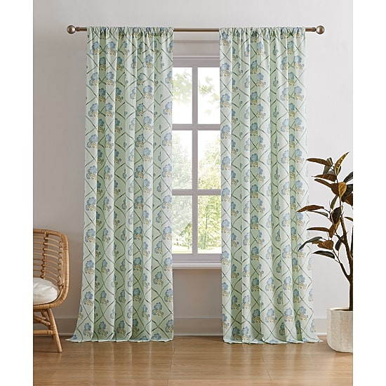 Brooklyn Loom Olivia Floral Rod Pocket Light-Filtering Set of 2 Curtain Panel