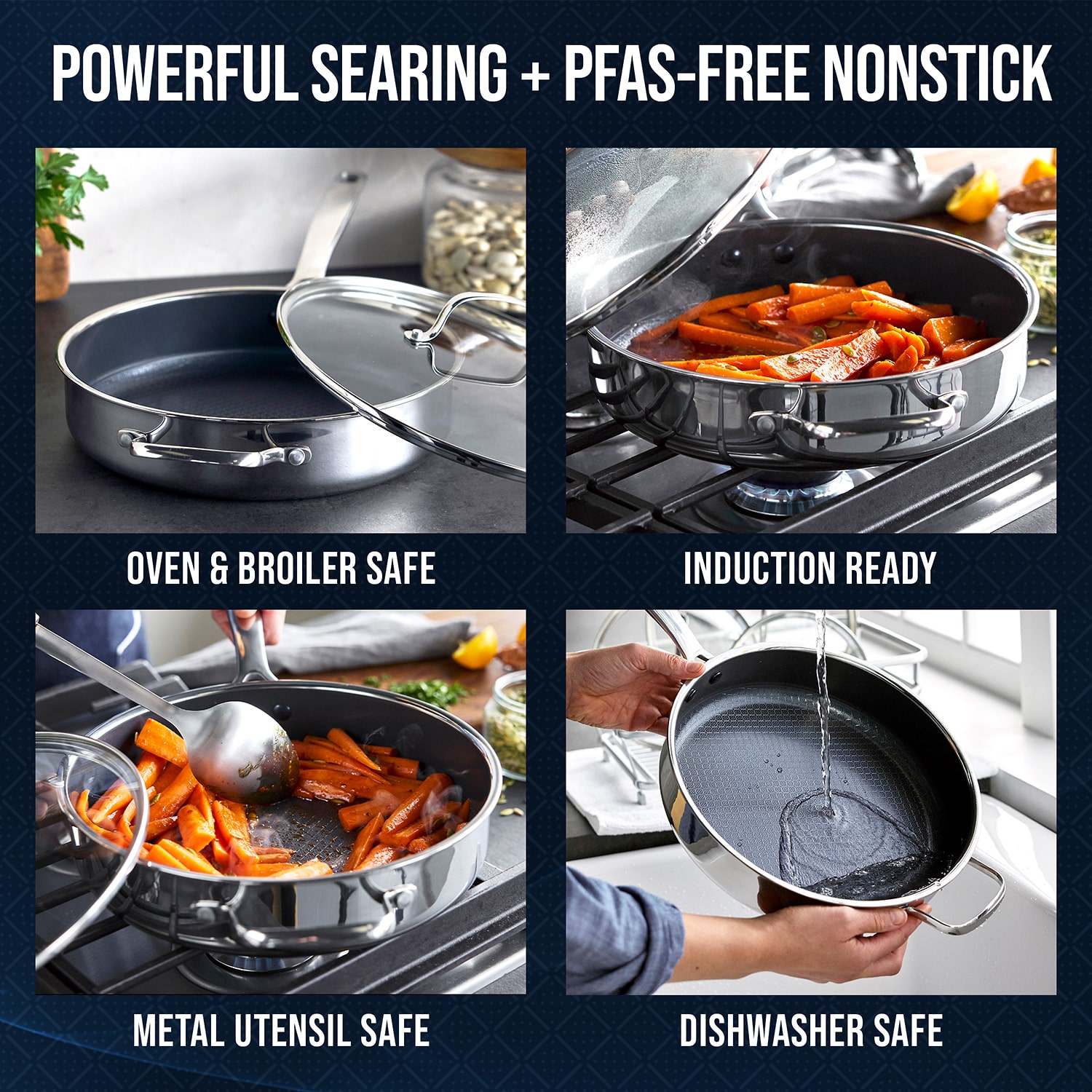 Blue Diamond 4 Qt Stainless Steel Saute Pan