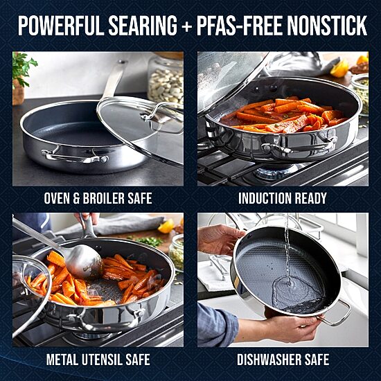 Blue Diamond 4 Qt Stainless Steel Saute Pan
