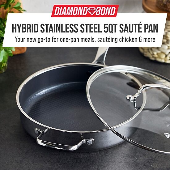 Blue Diamond 4 Qt Stainless Steel Saute Pan