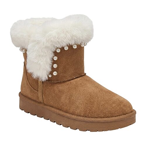 Pop Womens Henly Faux Fur Lined Flat Heel Winter Boots In Brown