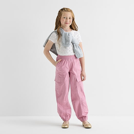 Thereabouts Little & Big Kid Girls Mid Rise Cuffed Cargo Pant