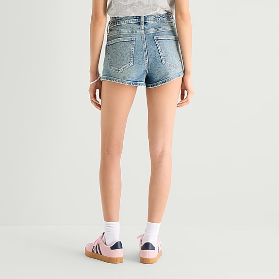 Arizona Womens 2 1/2" Mid Rise Juniors Denim Short