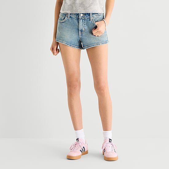Arizona Womens 2 1/2" Mid Rise Juniors Denim Short