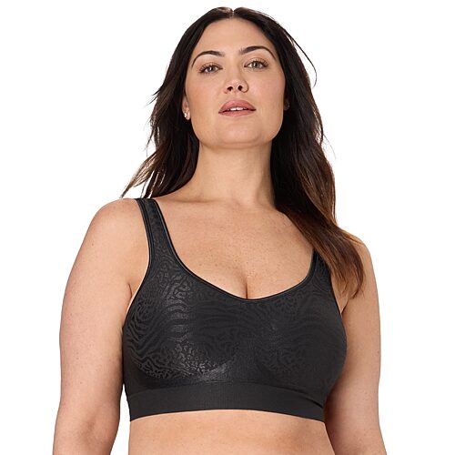 Bali Women's Comfort Revolution ComfortFlex Fit Seamless Shaping Wireless Bra 3488 - Black Mixed Animal