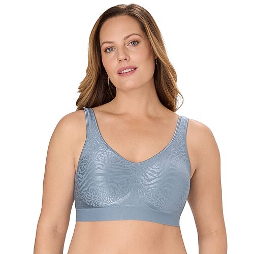 Bali Comfort Revolution ComfortFlex Fit Shaping Wireless Bra Silver Satin Mixed Animal 3XL