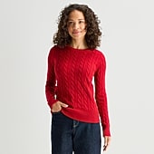 St. John's Bay Womens Crew Neck Long Sleeve Cable Knit Pullover Sweater