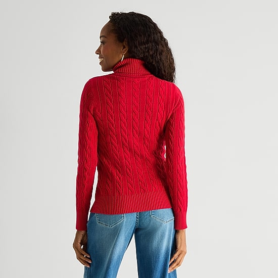 St. John's Bay Womens Turtleneck Long Sleeve Pullover Sweater