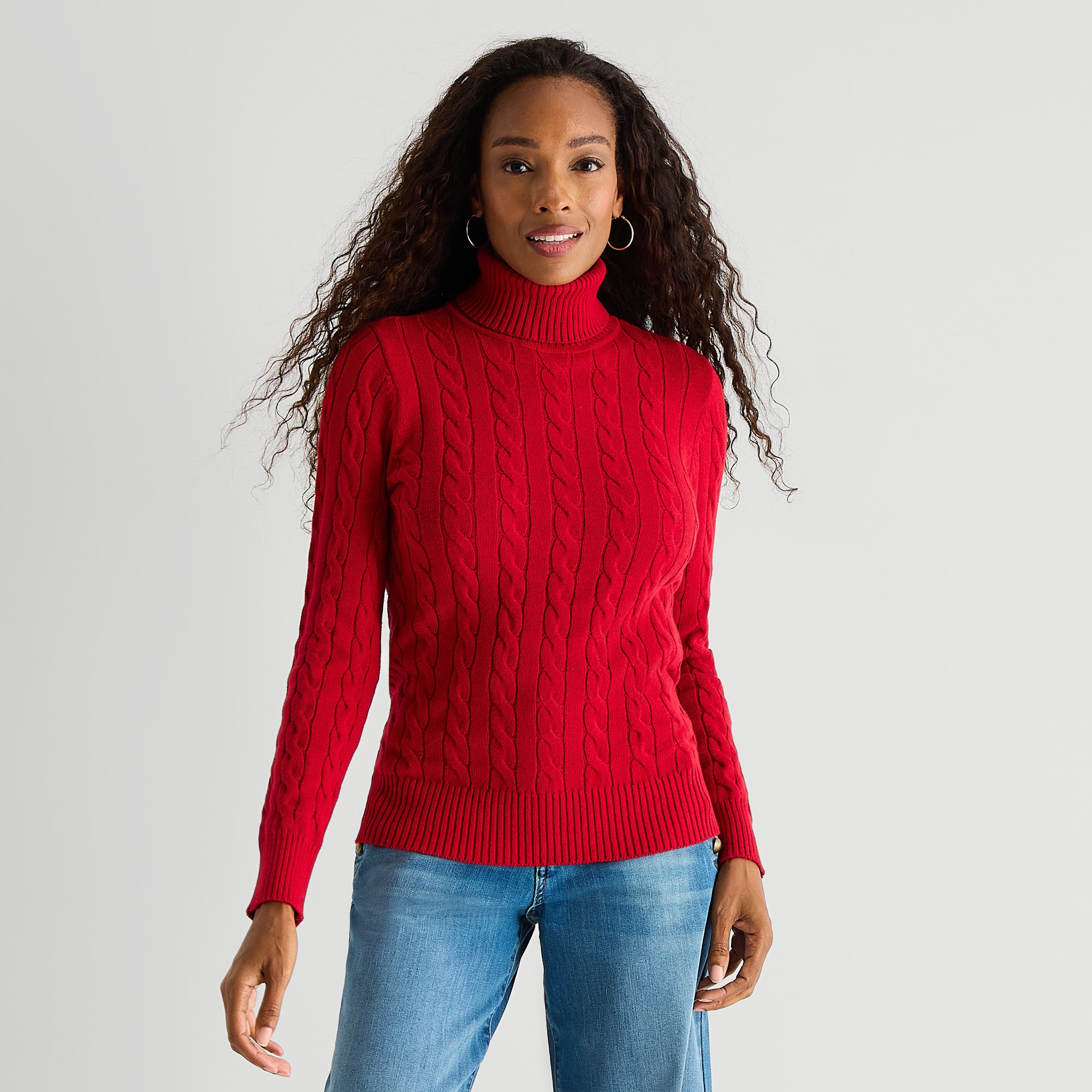 St. John's Bay Womens Turtleneck Long Sleeve Pullover Sweater