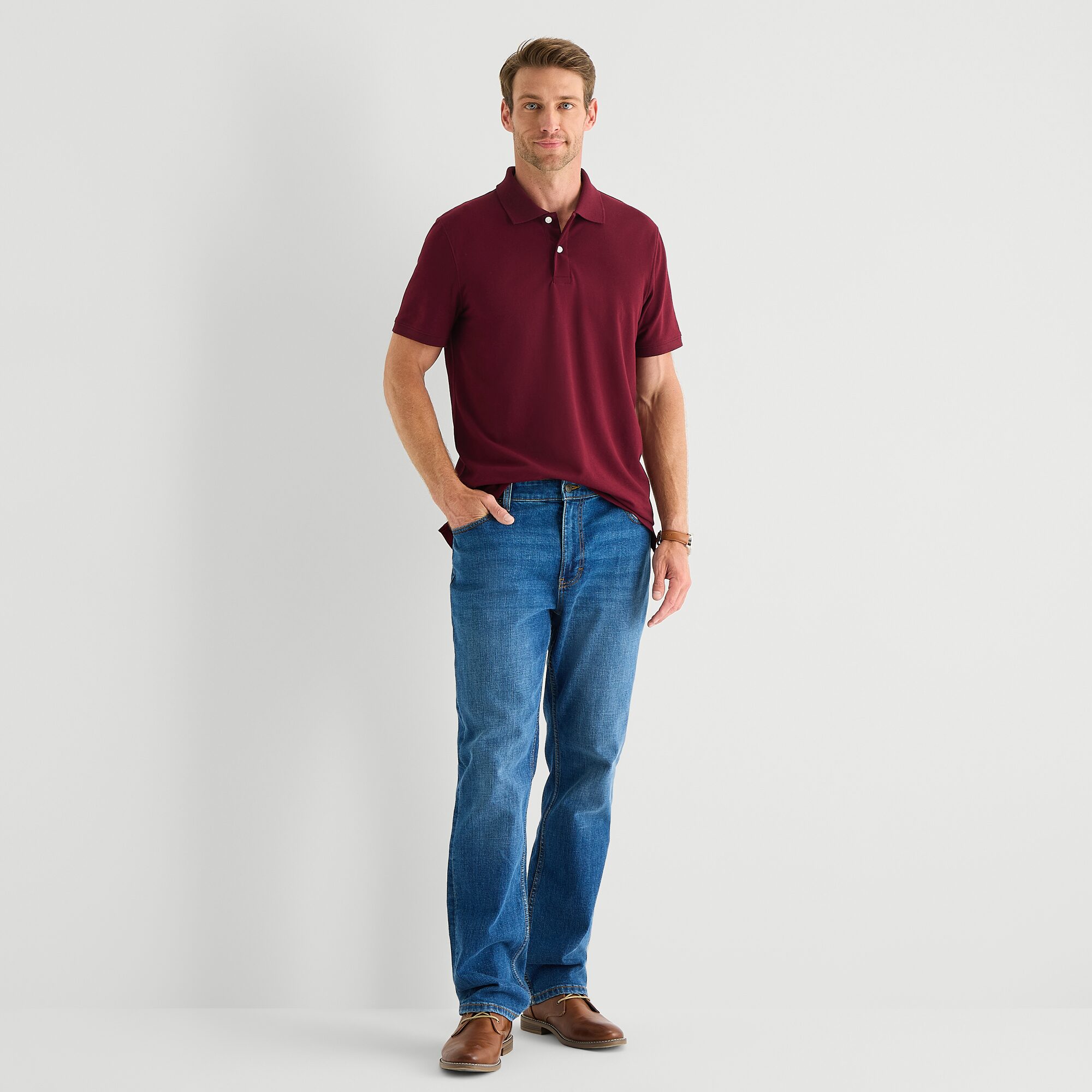 St. John's Bay Premium Stretch Mens Classic Fit Short Sleeve Polo Shirt