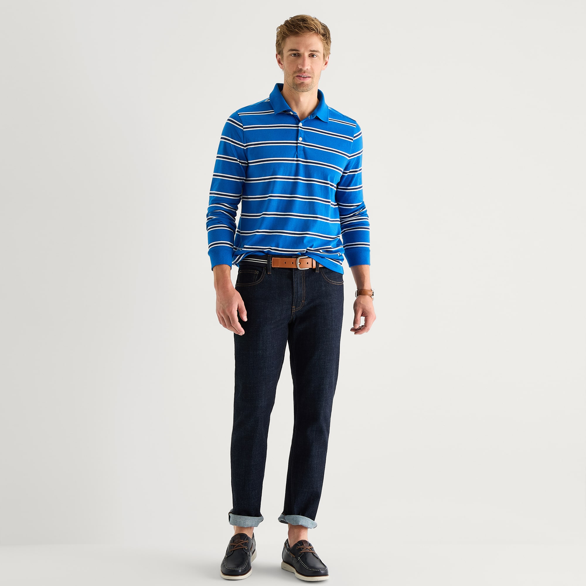 St. John's Bay Super Soft Jersey Mens Classic Fit Long Sleeve Polo Shirt