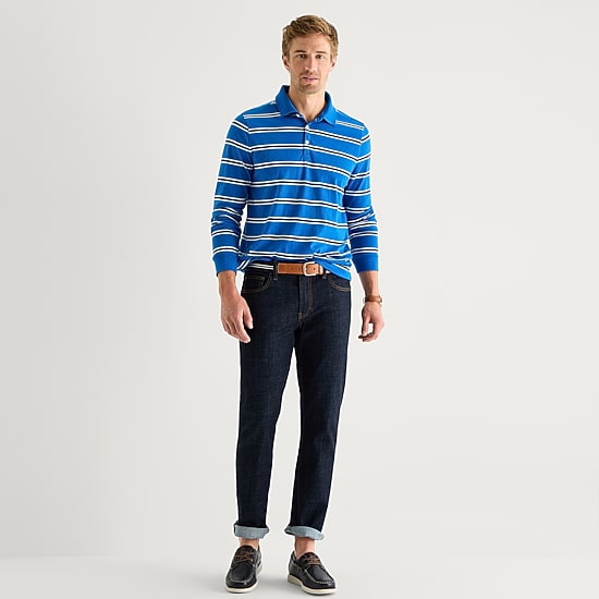 St. John's Bay Super Soft Jersey Mens Classic Fit Long Sleeve Polo Shirt