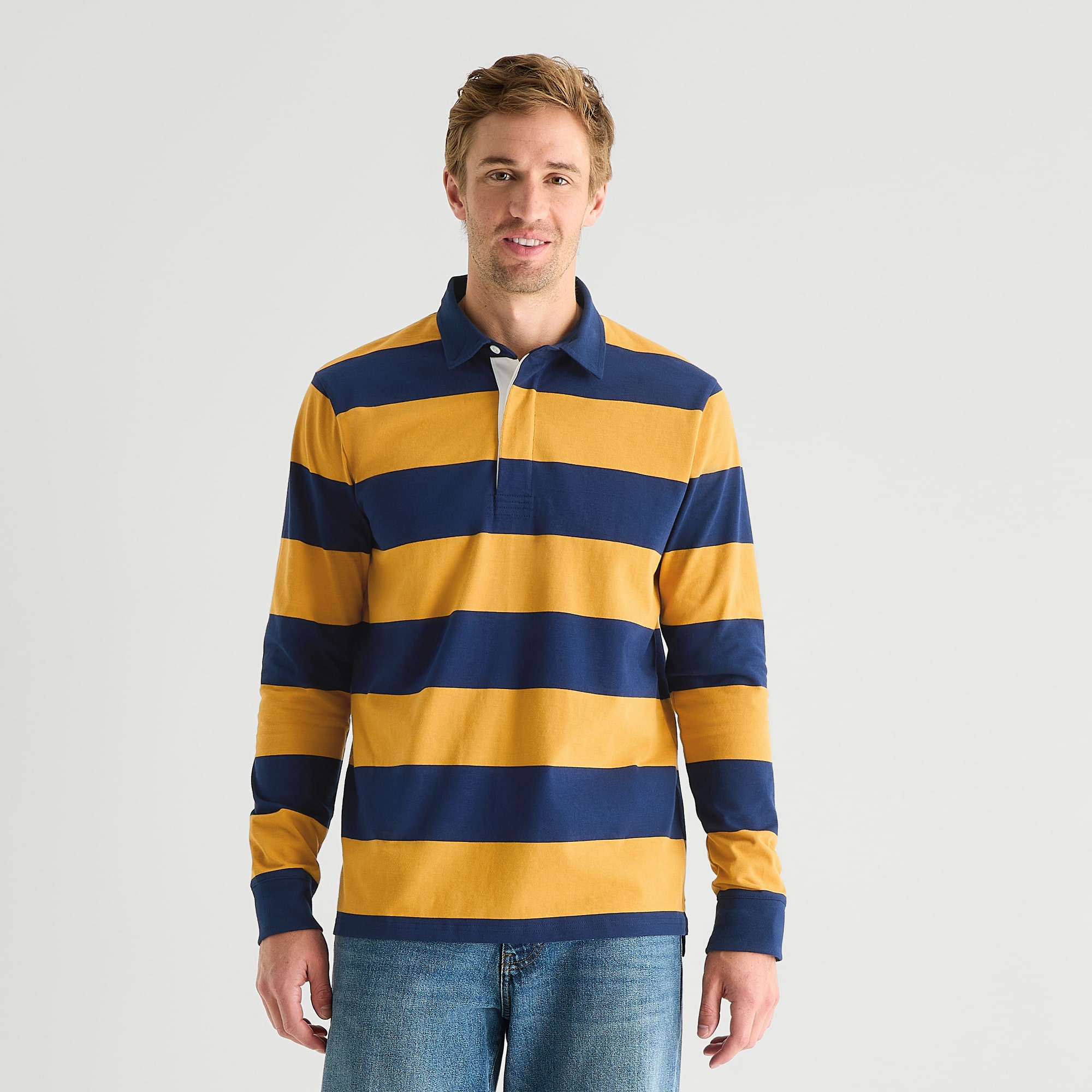 St. John's Bay Rugby Mens Classic Fit Long Sleeve Polo Shirt