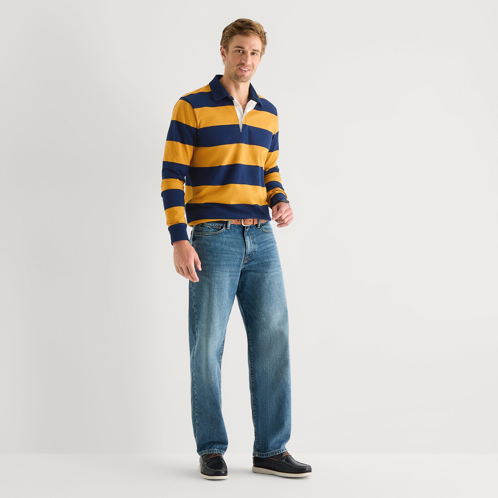 St. John's Bay Rugby Mens Classic Fit Long Sleeve Polo Shirt