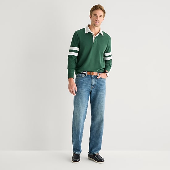 St. John's Bay Rugby Mens Classic Fit Long Sleeve Polo Shirt