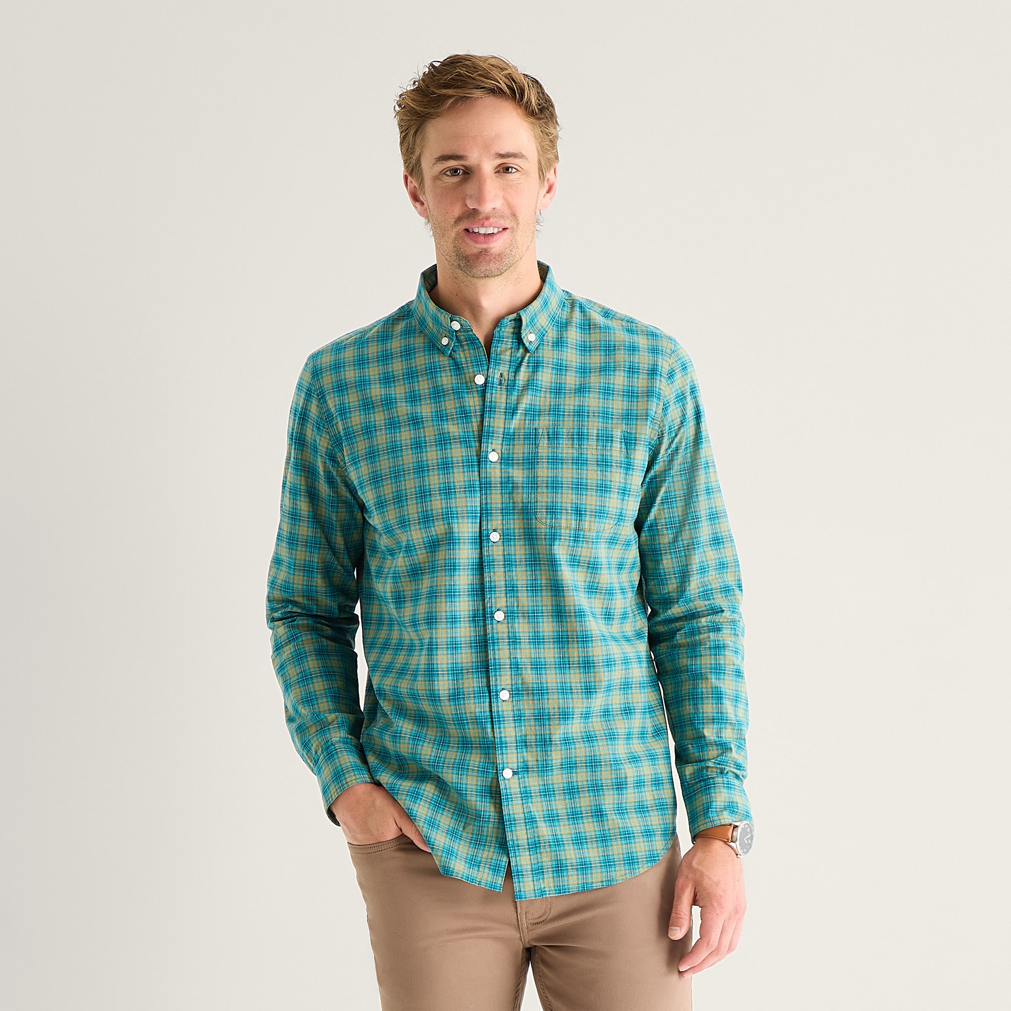 St. John's Bay Poplin Mens Long Sleeve Classic Fit Button-Down Shirt