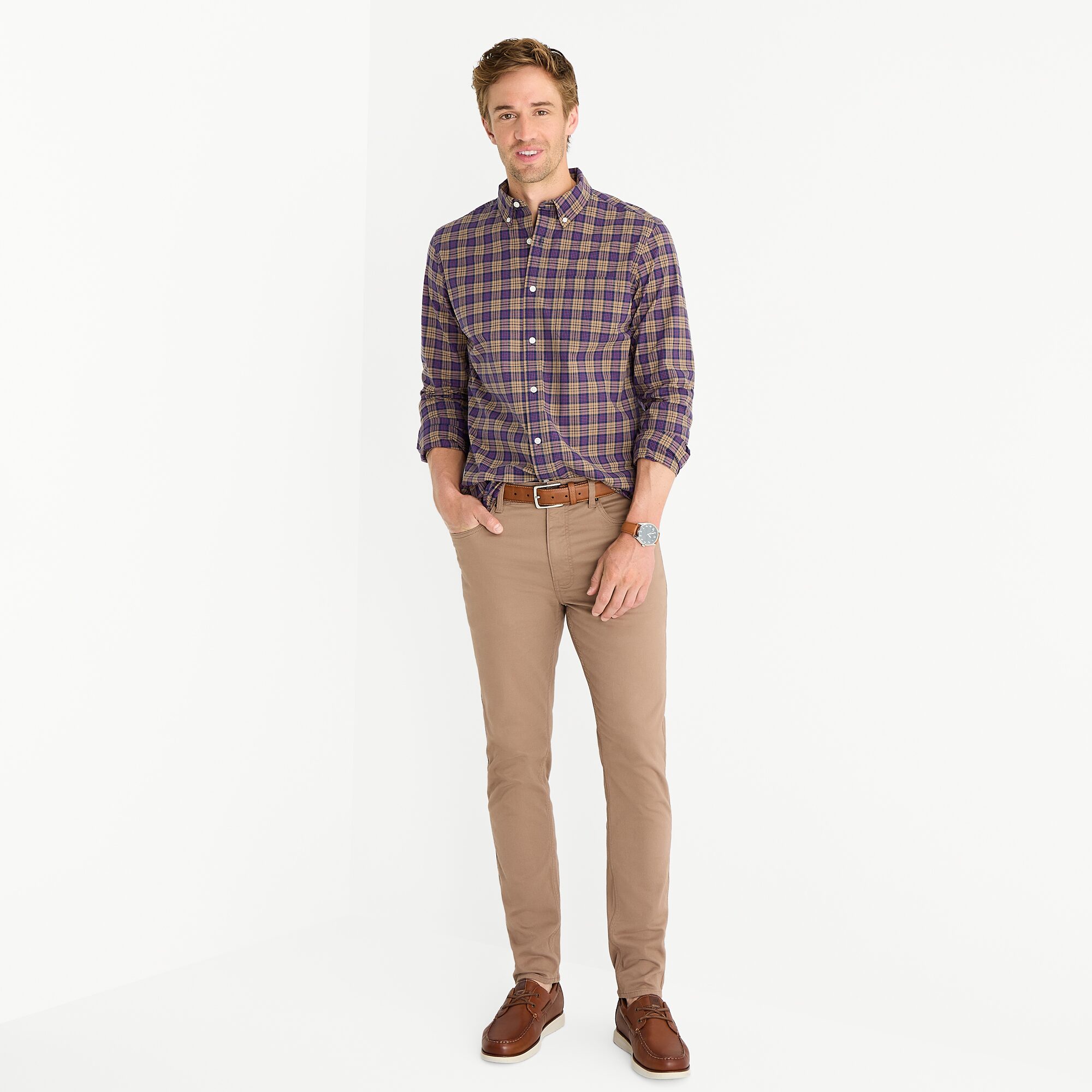 St. John's Bay Poplin Mens Long Sleeve Classic Fit Button-Down Shirt