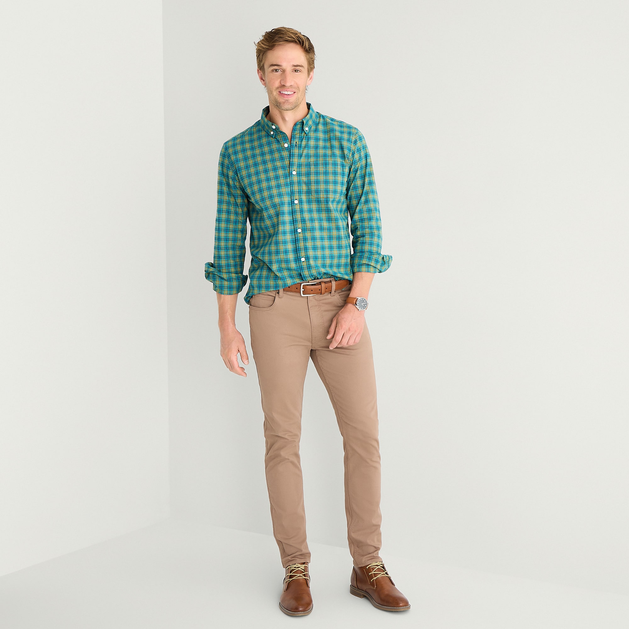 St. John's Bay Poplin Mens Long Sleeve Classic Fit Button-Down Shirt
