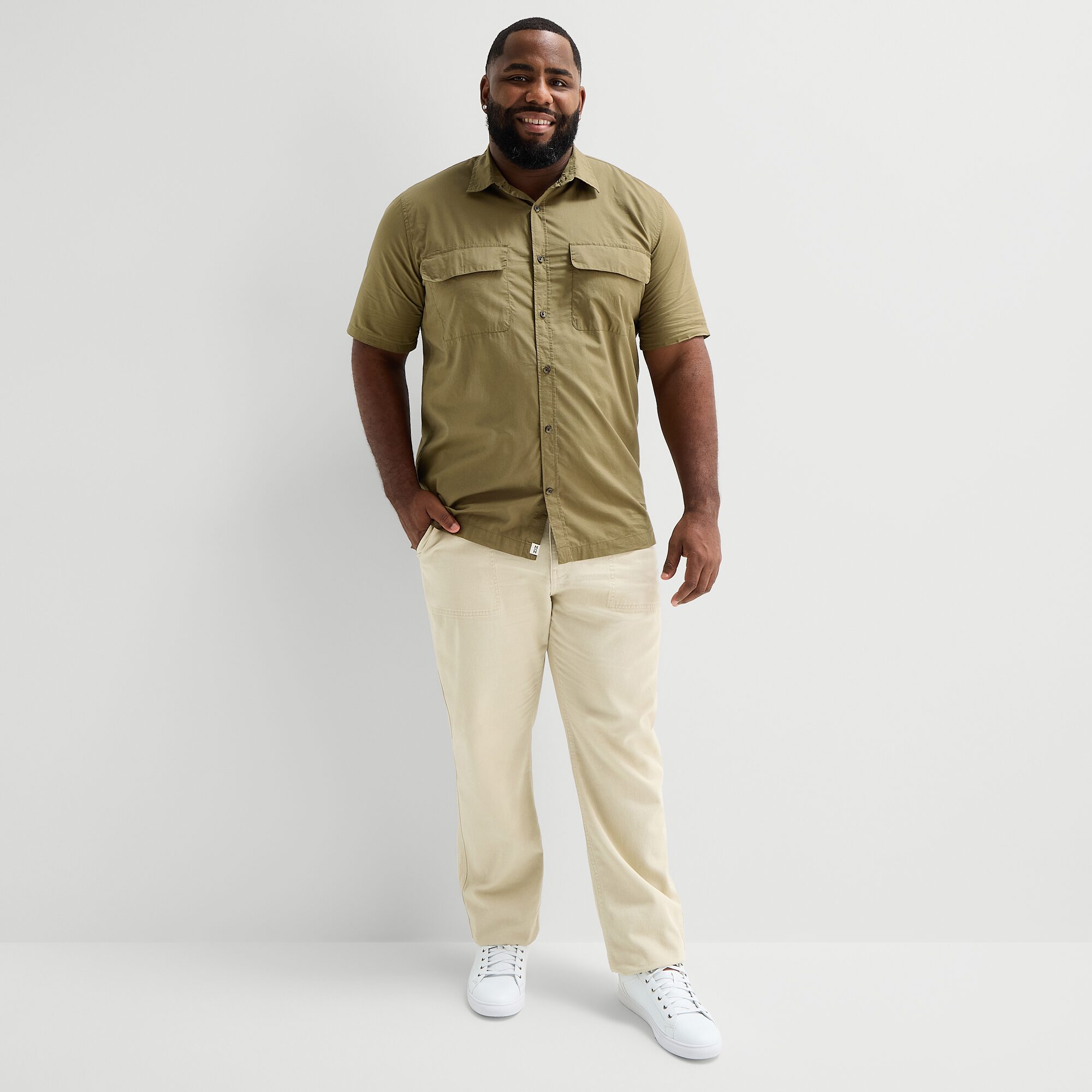 mutual weave Mens Short Sleeve Relaxed Fit Big and Tall Button-Down Shirt