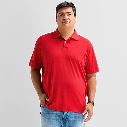 St. John's Bay Premium Stretch Big and Tall Mens Classic Fit Short Sleeve Polo Shirt, 5x-large Tall, Red