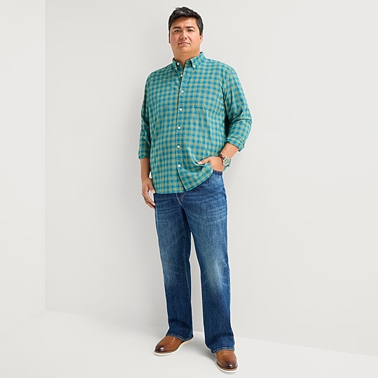 St. John's Bay Everyday Stretch Mens Long Sleeve Classic Fit Big and Tall Button-Down Shirt