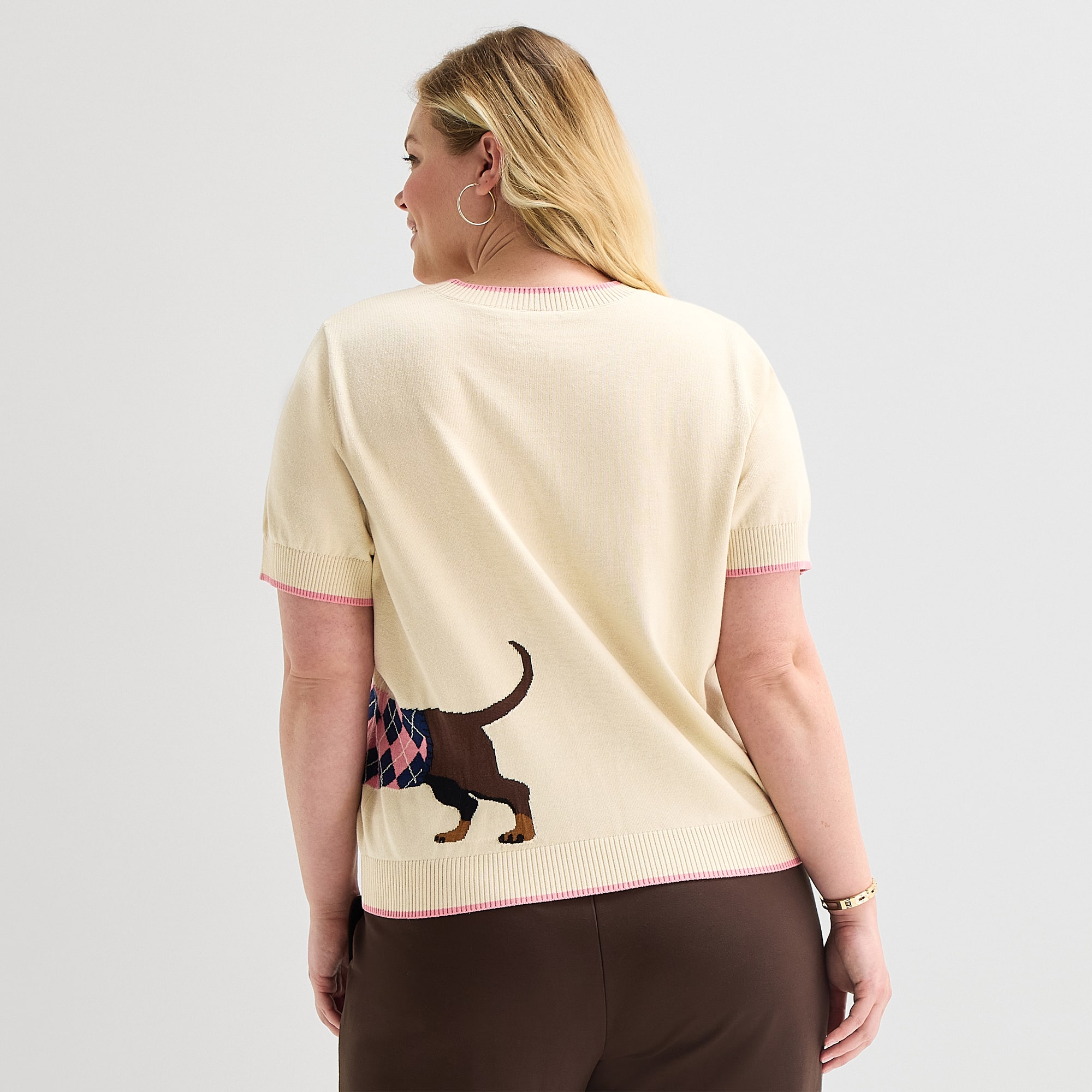 St. John's Bay Plus Womens Crew Neck Short Sleeve Pullover Sweater