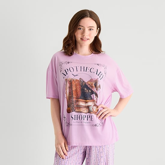 Arizona Body Womens Crew Neck Short Sleeve Juniors Pajama Top