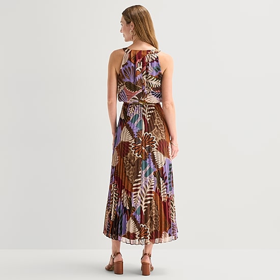 Robbie Bee Womens Round Neck Sleeveless Maxi Dress