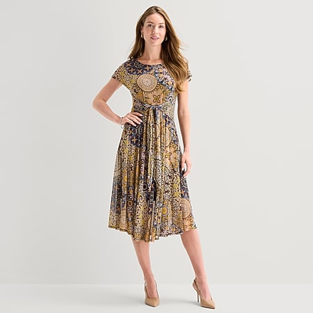 jessica howard short sleeve floral midi fit flare dress Jessica Howard Womens V Neck Short Sleeve Floral Fit + Flare Dress, Color:  Navy