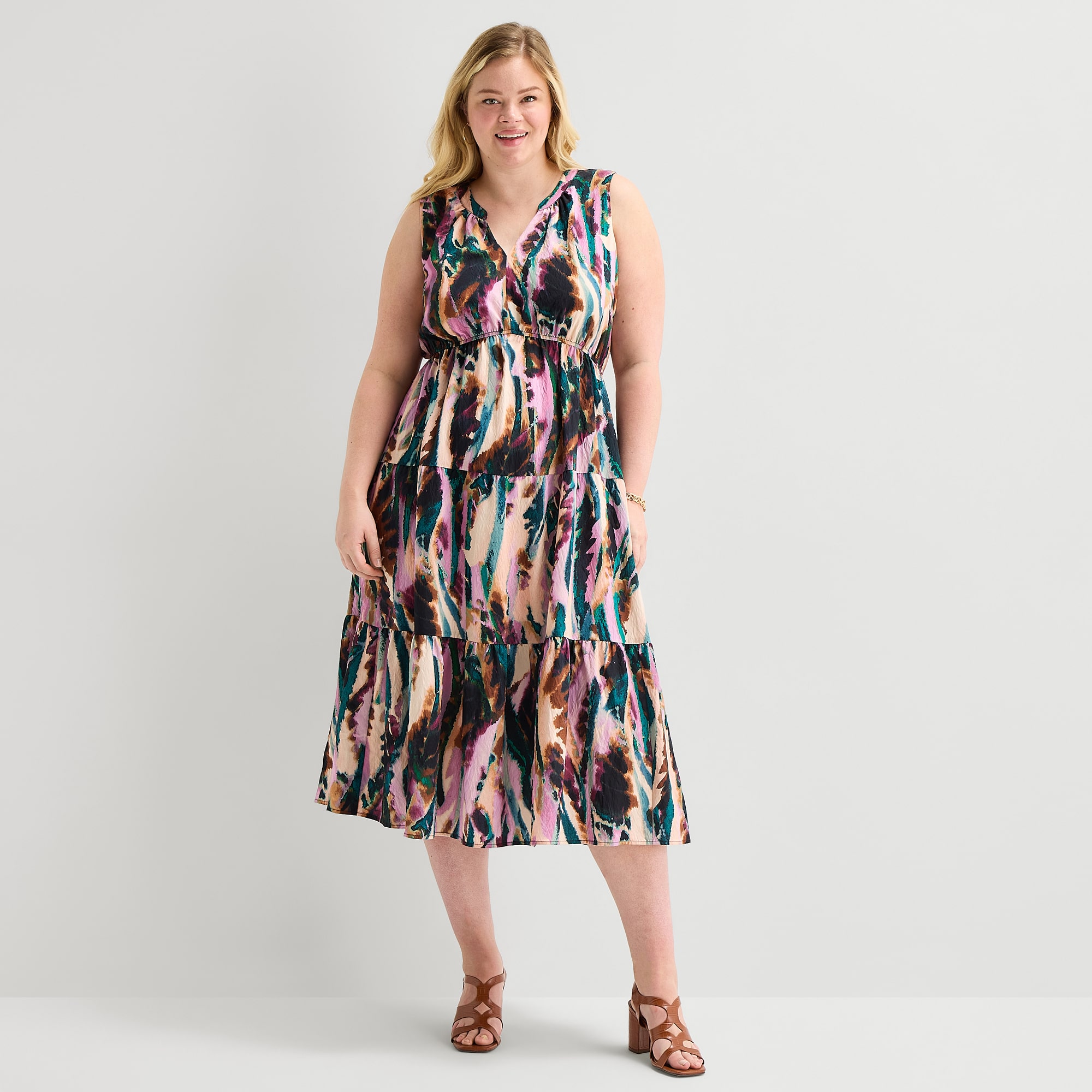 Isabel & Nina Womens Plus V Neck Sleeveless Maxi Dress