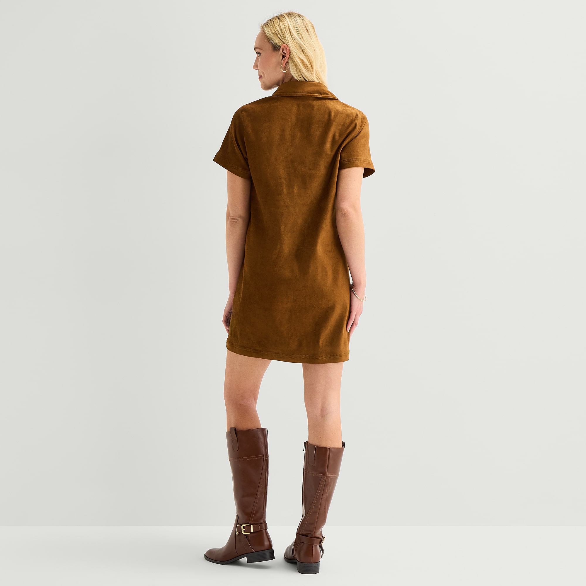 St. John's Bay Womens Short Sleeve Midi Shirt Dress