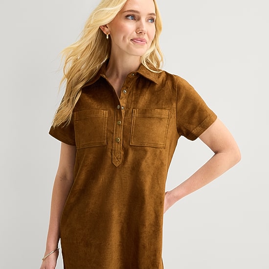 St. John's Bay Womens Short Sleeve Shirt Dress