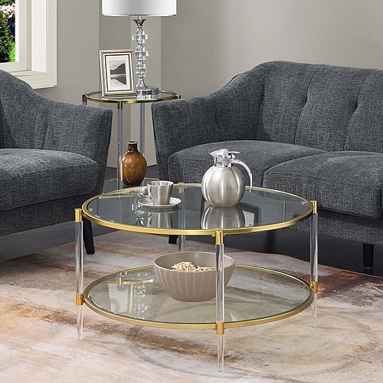 Royal Crest 2 Tier Acrylic Glass Coffee Table