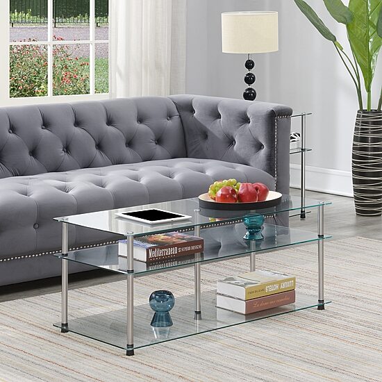 Convenience Concepts Designs2go Living Room Collection Glass Coffee Table