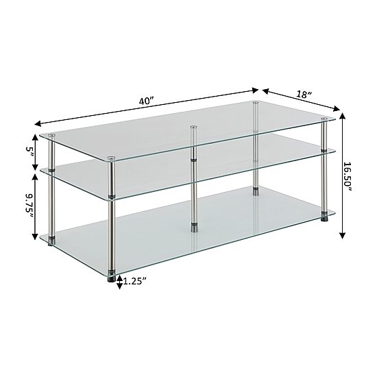 Convenience Concepts Designs2go Living Room Collection Glass Coffee Table