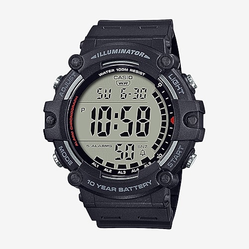 Casio Wide-Face Digital Watch with Resin Strap - Black
