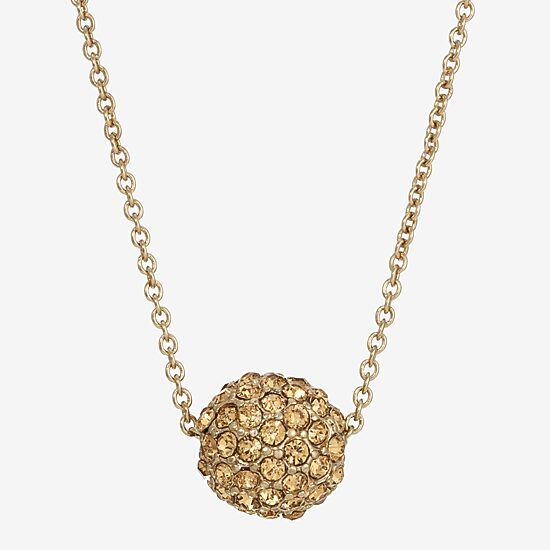 1928 Gold-Tone Womens Champagne Crystal Alloy 16 Inch Pendant Necklace