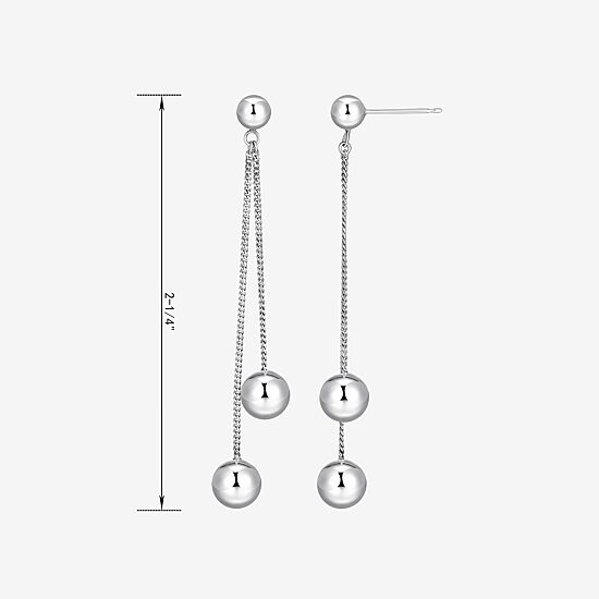 Bead Dangle Womens Sterling Silver Drop Earrings