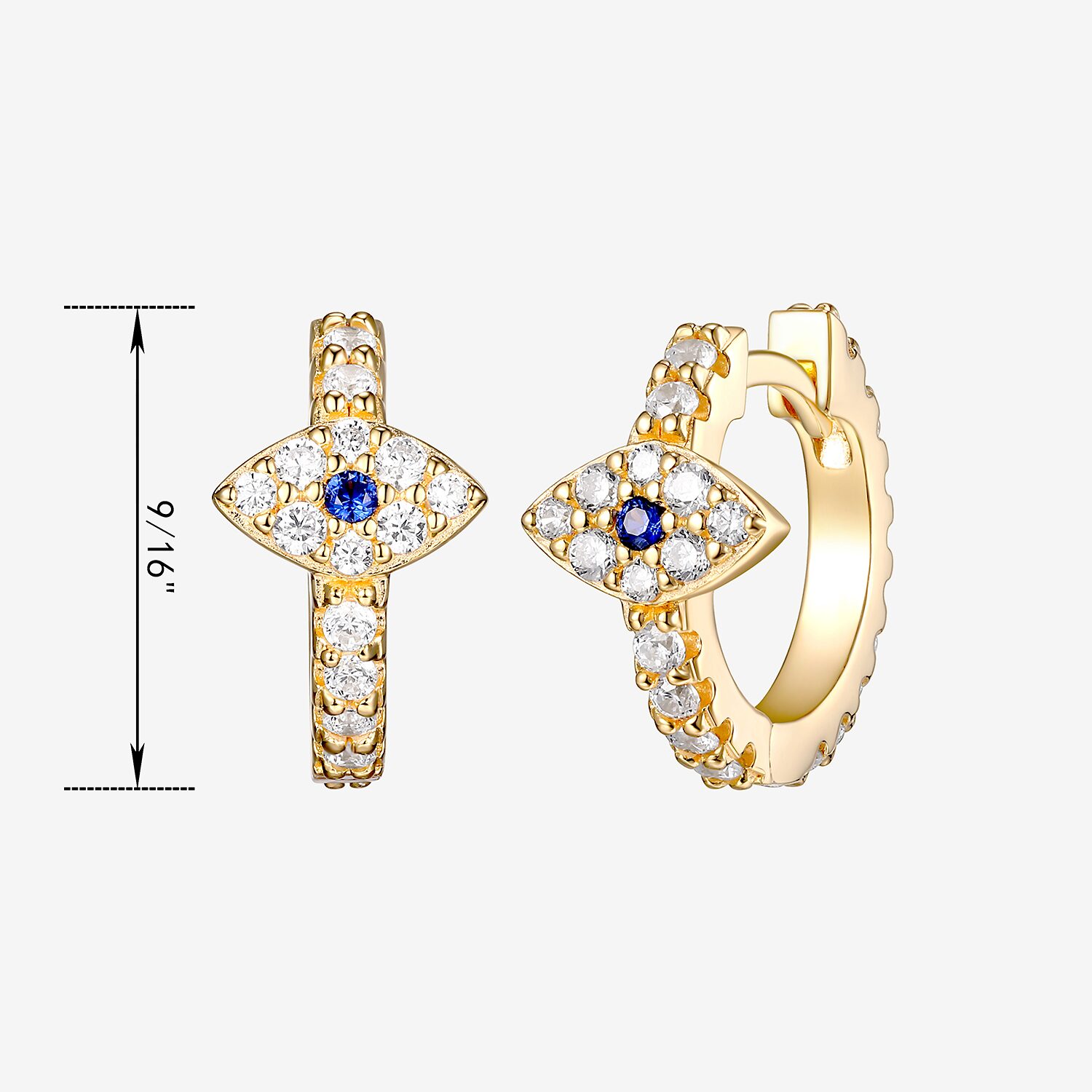 Womens 3/4 CT. T.W. Multi Color Cubic Zirconia 18K Gold Over Silver 14.7mm Evil Eye Hoop Earrings