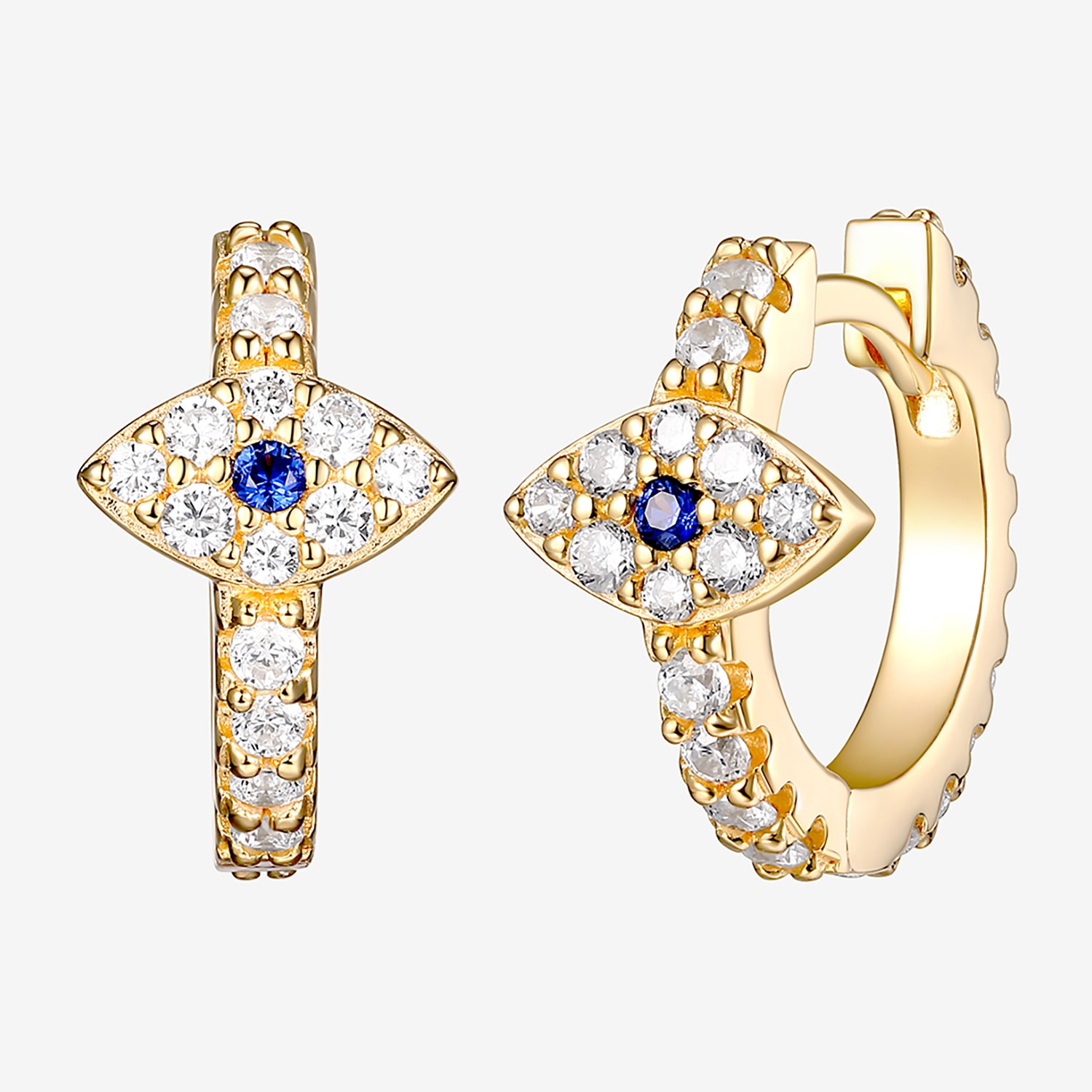 Womens 3/4 CT. T.W. Multi Color Cubic Zirconia 18K Gold Over Silver 14.7mm Evil Eye Hoop Earrings